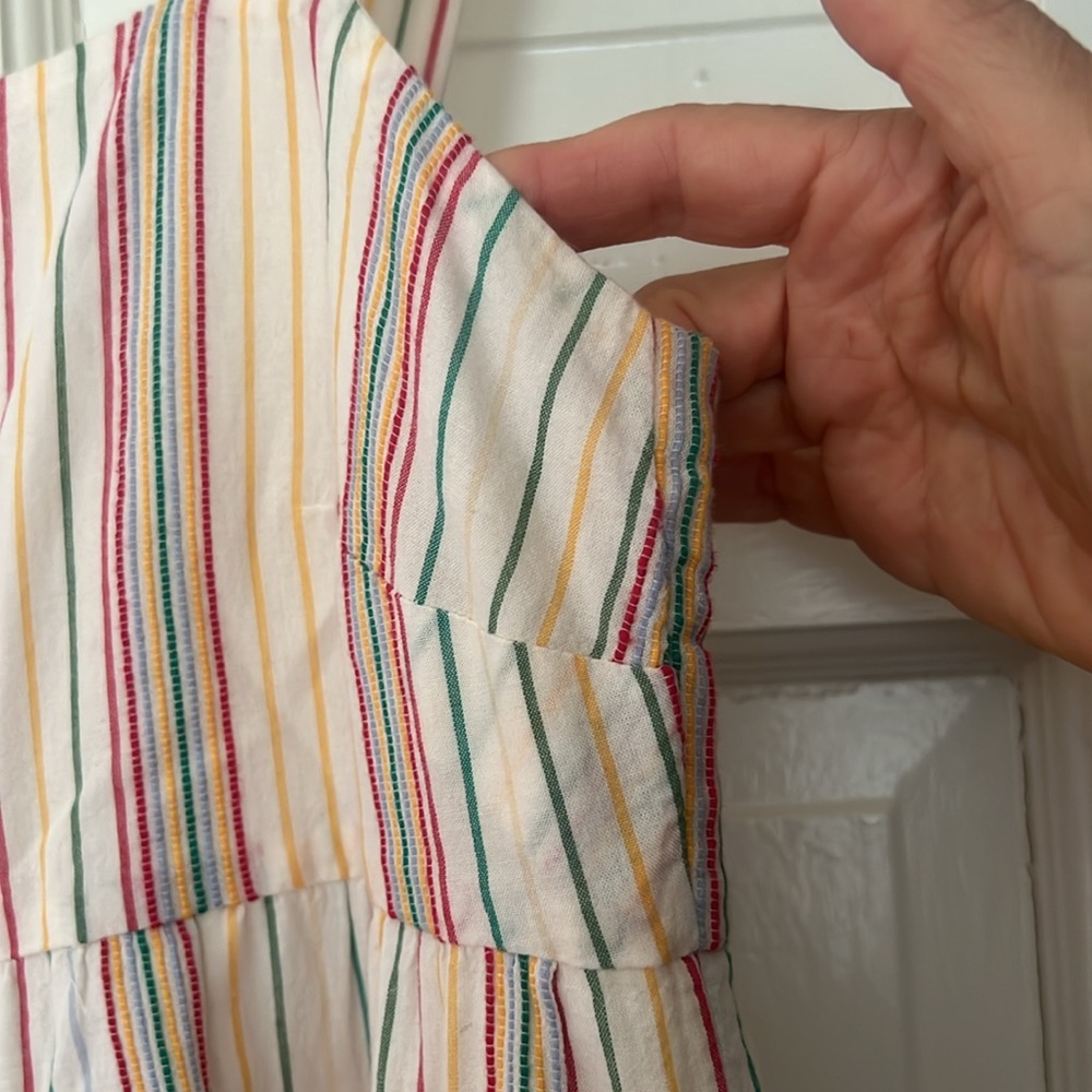 Madewell Tiered Midi Dress in Textured Rainbow Stripe (Size 00) - Picture 8 of 12
